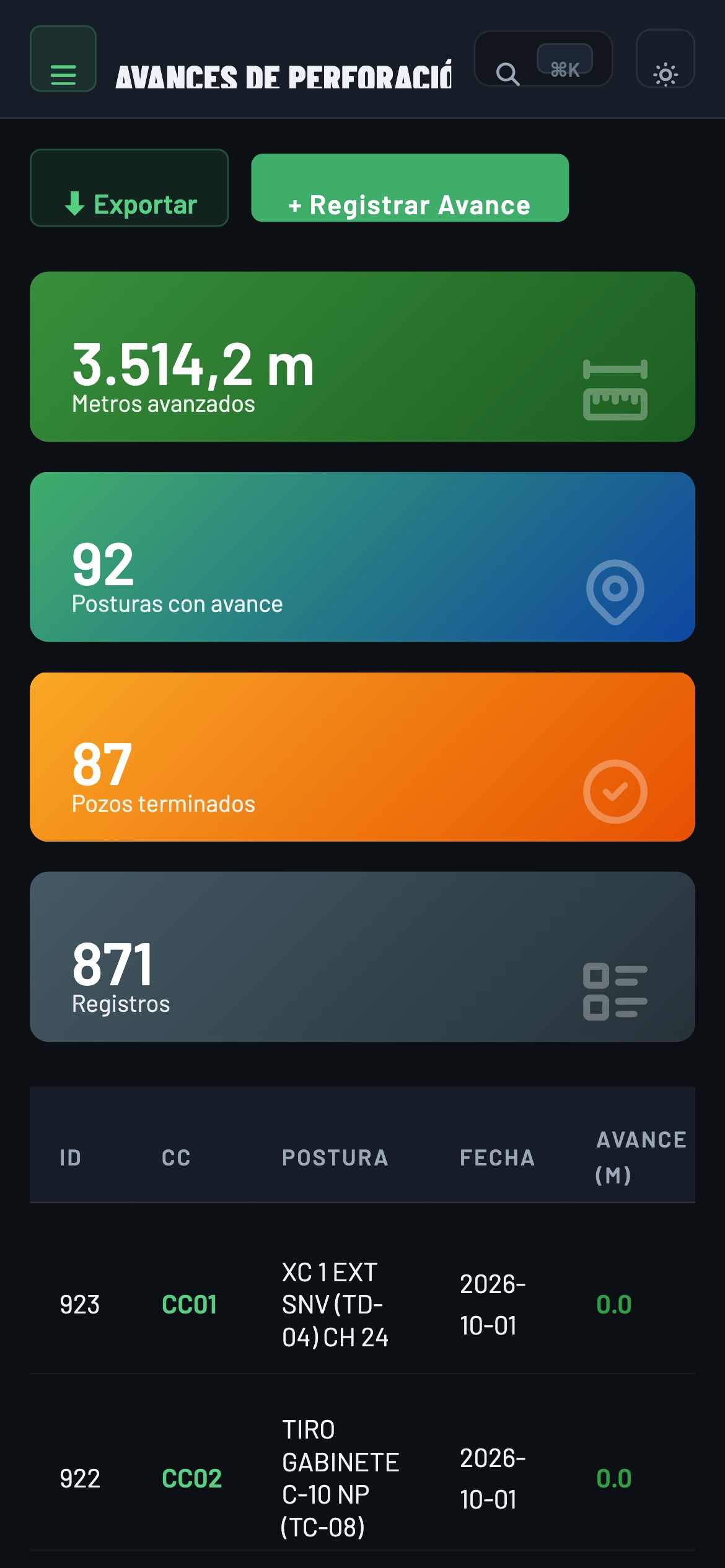 App móvil de avances